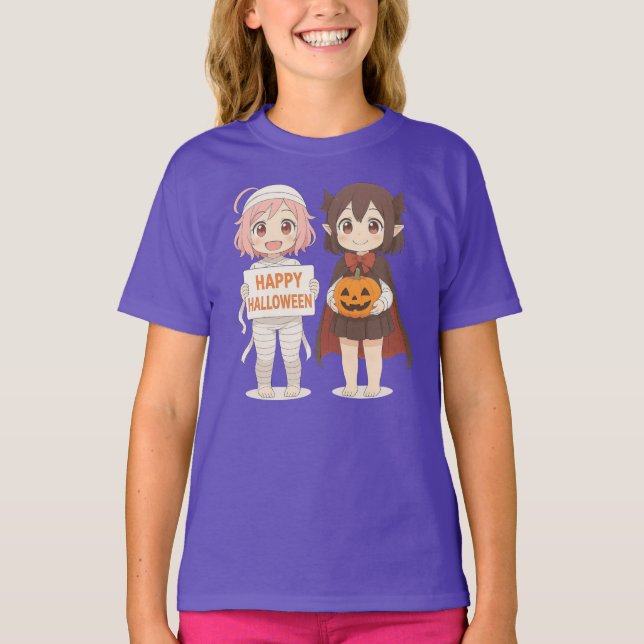 Cute anime mummy & vampire girls T-Shirt (Front)