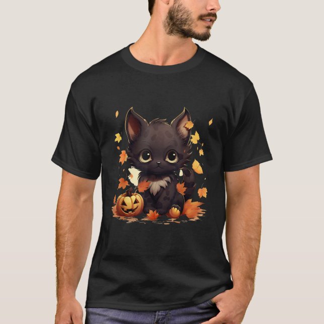 Cute Anime Neko Chibi Kawaii Cat Spooky Scary Pump T-Shirt (Front)