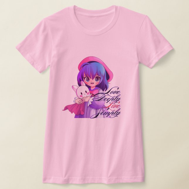 Cute Anime Pink Women's T-Shirt (Laydown)