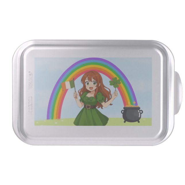 Cute anime redhead Saint Patrick's Day   Cake Pan (Front)