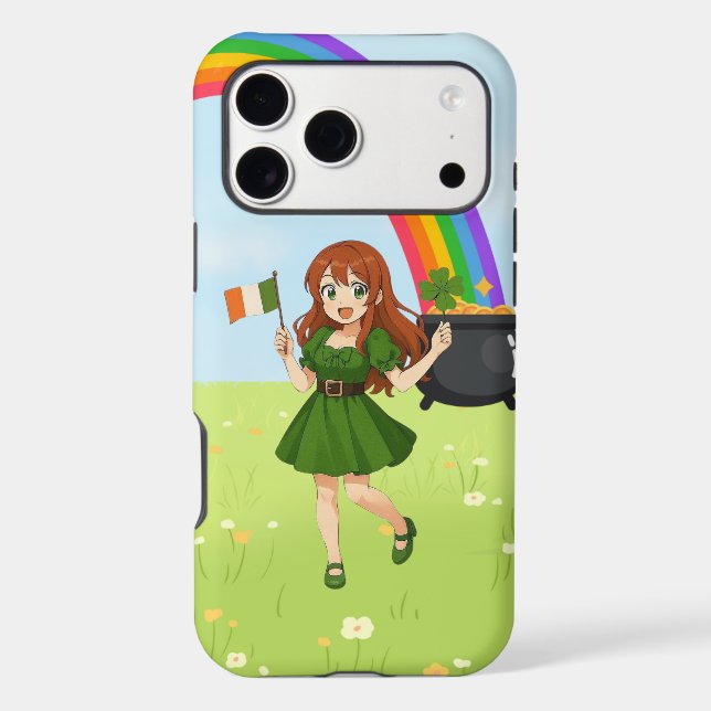 Cute anime redhead Saint Patrick's Day   iPhone Case (Back)