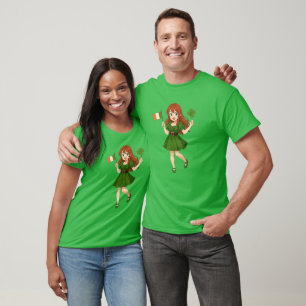 Cute anime redhead Saint Patrick's Day T-Shirt