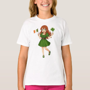 Cute anime redhead Saint Patrick's Day T-Shirt