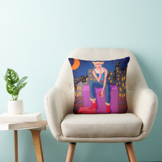 Cute anime style pillow with hand-drawn design