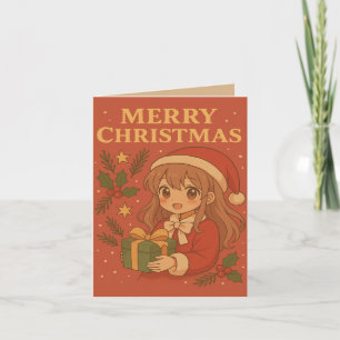 Cute Anime Themed Christmas Greeting Card