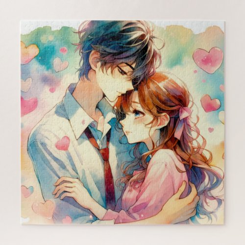 Cute Anime Themed Valentines Day Jigsaw Puzzle