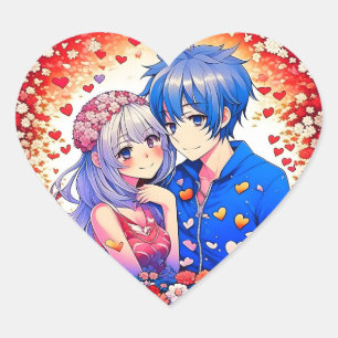Cute Anime Themed Wedding  Heart Sticker