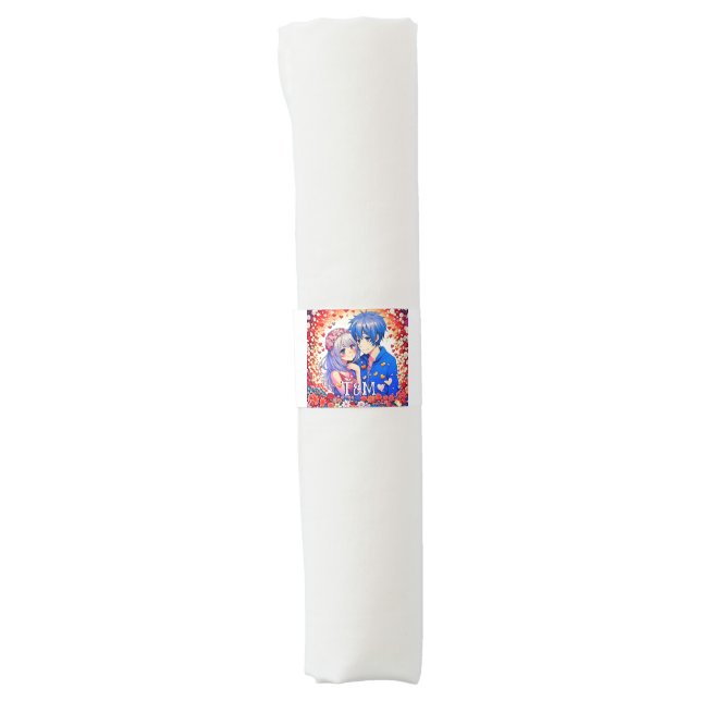 Cute Anime Themed Wedding  Napkin Bands (Front)