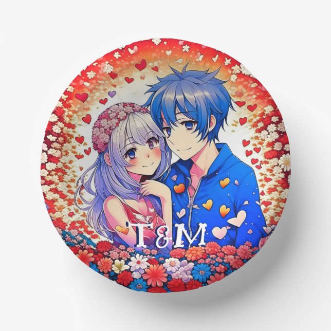Cute Anime Themed Wedding  Paper Bowls (Front)