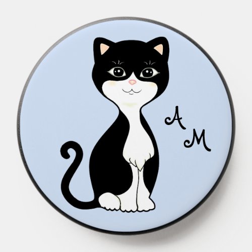 Cute Anime Tuxedo Cat and Monogram PopSocket