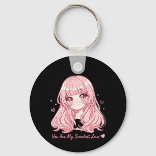 Cute Anime Valentine Sweatshirt Keychain