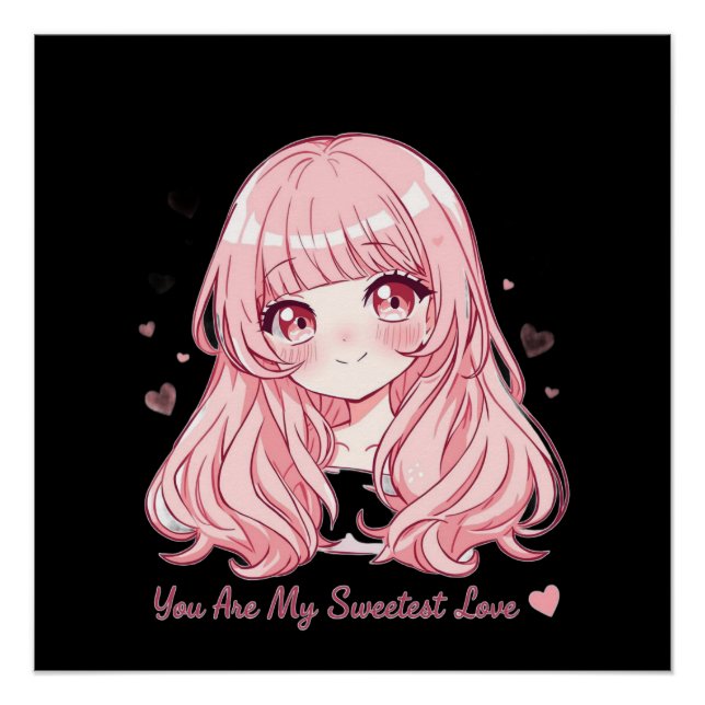 Cute Anime Valentine Sweatshirt Poster (Front)