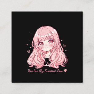 Cute Anime Valentine Sweatshirt Square Business Card