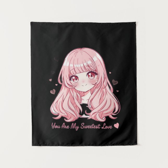 Cute Anime Valentine Sweatshirt Tapestry (Front)