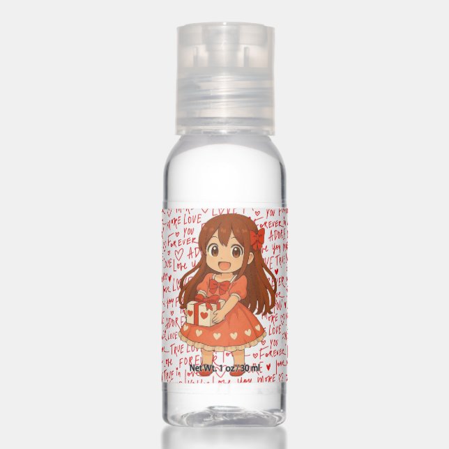 Cute anime Valentine's  Hand Sanitizer (Front)