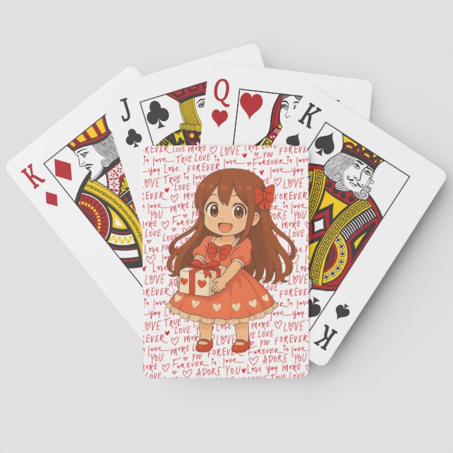 Cute anime Valentine's  Poker Cards (Back)