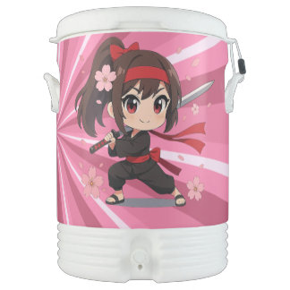 Cute anime warrior blossom girl beverage cooler