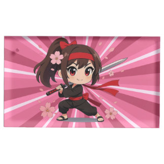 Cute anime warrior blossom girl place card holder