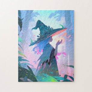 Cute Anime Witch Girl Fantasy Art Jigsaw Puzzle