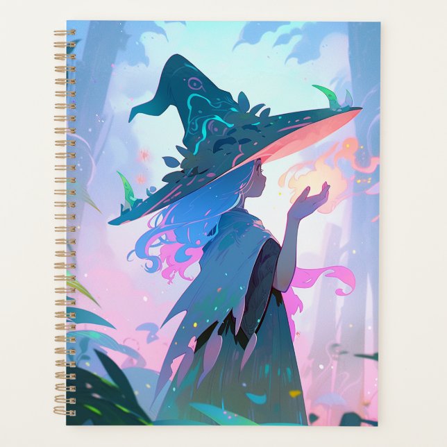 Cute Anime Witch Girl Fantasy Art Planner (Front)