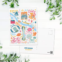 Cute Ann Arbor Michigan Favorite Things Map Postcard