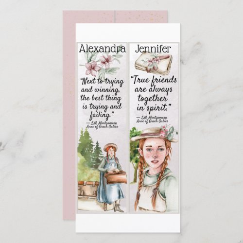 Cute Anne of Green Gables Quotes Gift Bookmarks Ca Card