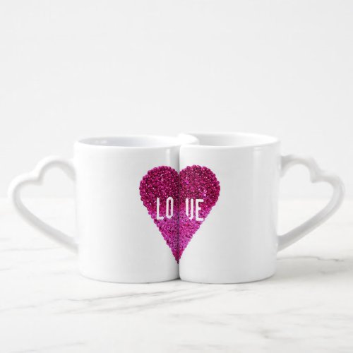 Cute Anniversary Couple Pink Love Hearts Coffee Mug Set