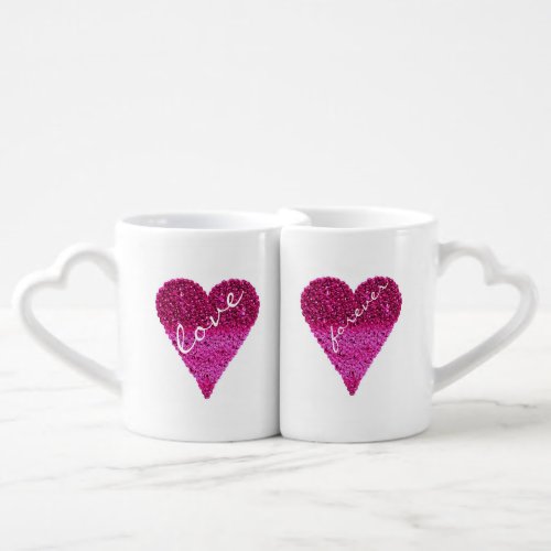 Cute Anniversary Couple Pink Love Hearts Coffee Mug Set