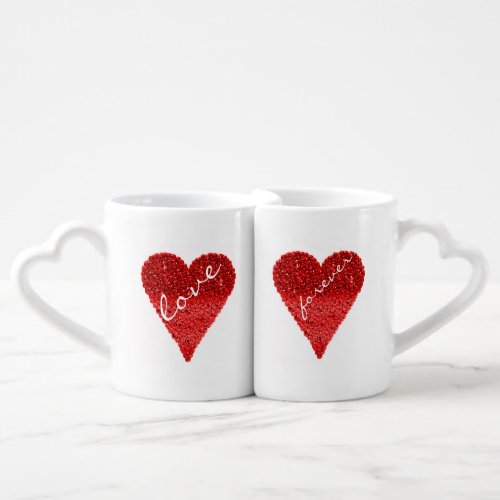 Cute Anniversary Couple Red Love Hearts Coffee Mug Set