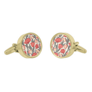Cute Anniversary Gifts For Dad Tulip Pattern Cufflinks