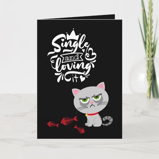 Cute annoyed cat begging for Valentine | Funny Holiday Card (Front)
