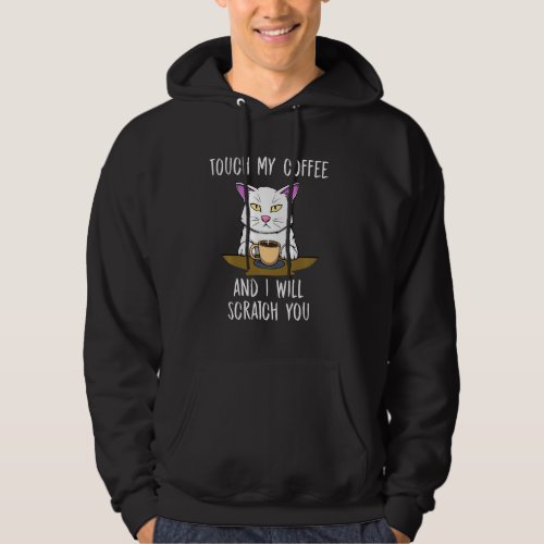 Cute Annoyed Cat Coffee Monday Office Long Sleeve Hoodie