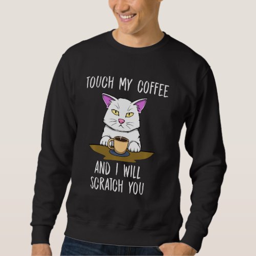 Cute Annoyed Cat Coffee Monday Office Long Sleeve Sweatshirt