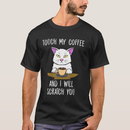 Cute Annoyed Cat Coffee Monday Office Long Sleeve T_Shirt