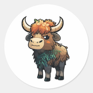 cute anoa cartoon style classic round sticker