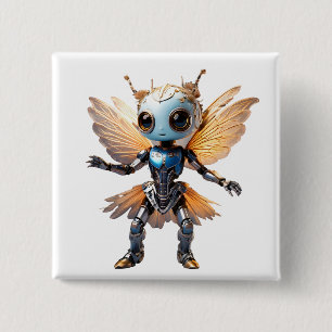 Cute Ant Girl Dancing Robot Pixie Button