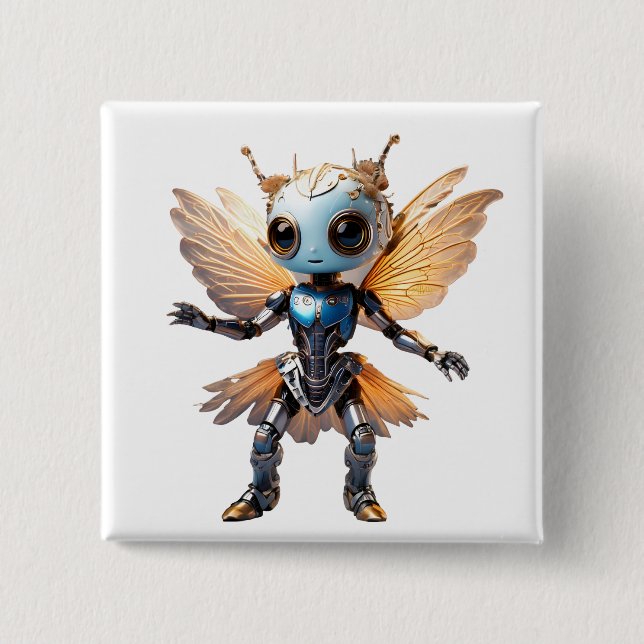 Cute Ant Girl Dancing Robot Pixie Button (Front)