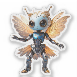 Cute Ant Girl Dancing Robot Pixie Sticker