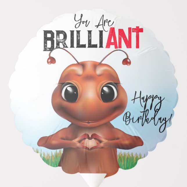 Cute Ant Sign Language | Happy Birthday Balloon (Front)
