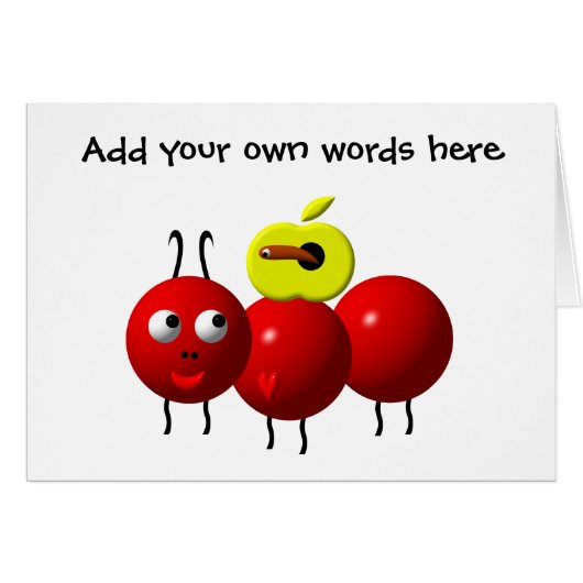 Cute Ant With Apple Cards (Front Horizontal)