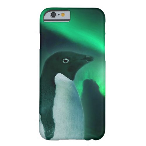 Cute Antarctic Penguin and Aurora Australis Barely There iPhone 6 Case