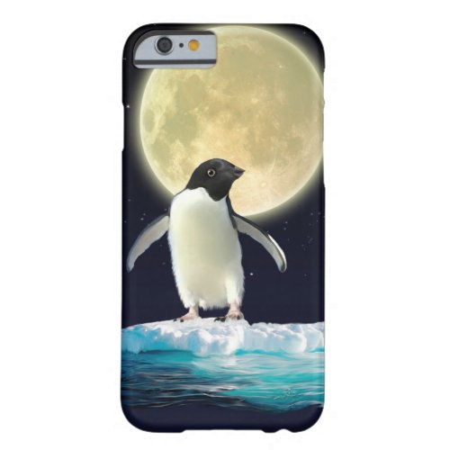 Cute Antarctic Penguin and Full Moon Barely There iPhone 6 Case