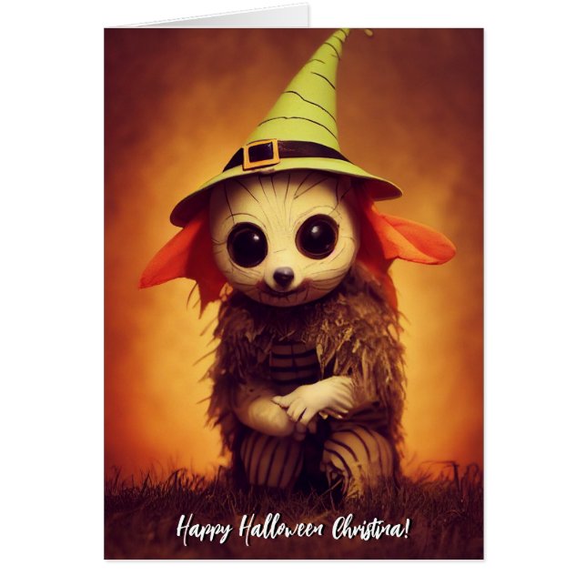 Cute Anthropomorphic Critter Animal Halloween Card (Front)