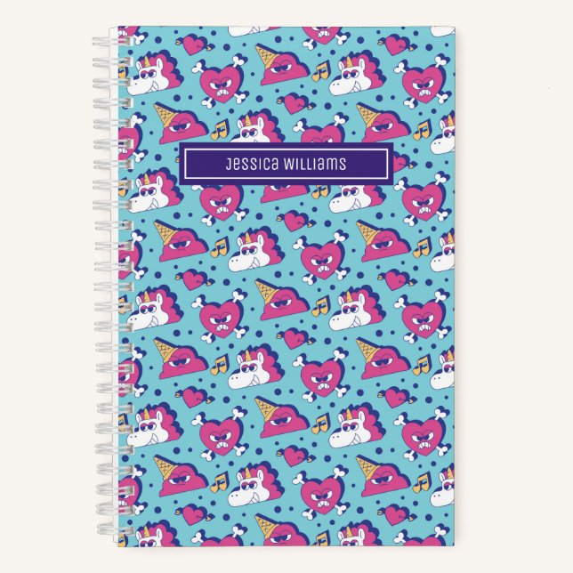 Cute Anti Valentine's Day Unicorn Heart Pattern Notebook (Front)