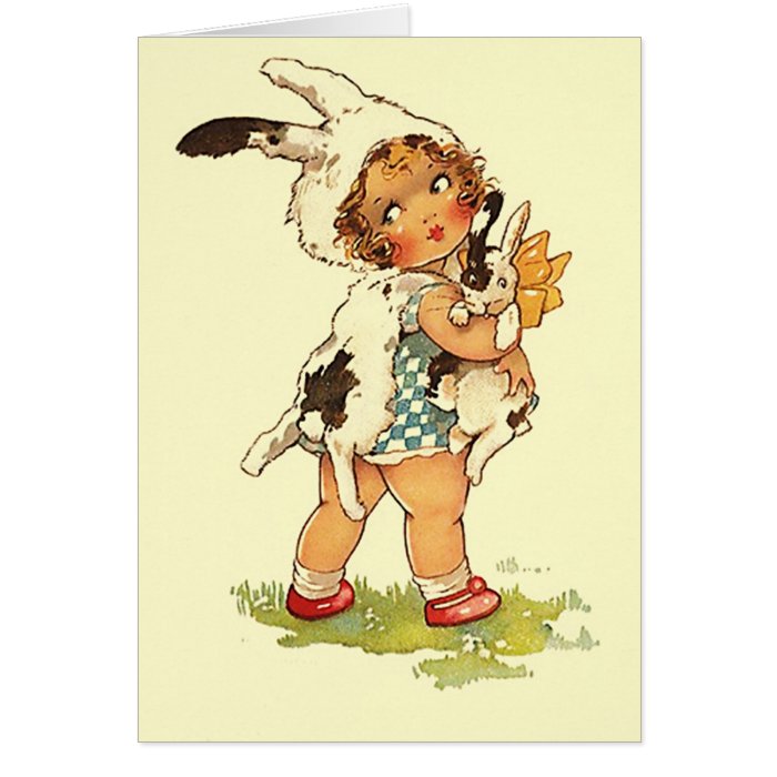 Cute Antique Bunny Rabbit Animal Blank Note Cards
