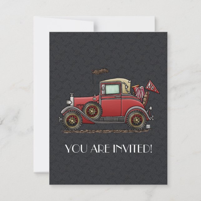 Cute Antique Car Invitation (Front)