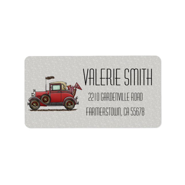 Cute Antique Car Label (Front)