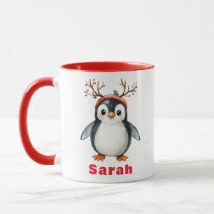 Cute Antlers Penguin Holiday Coffee Mug