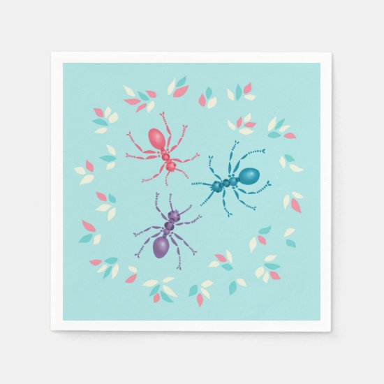 Cute Ants In Pastel Tones Vector Art Napkin