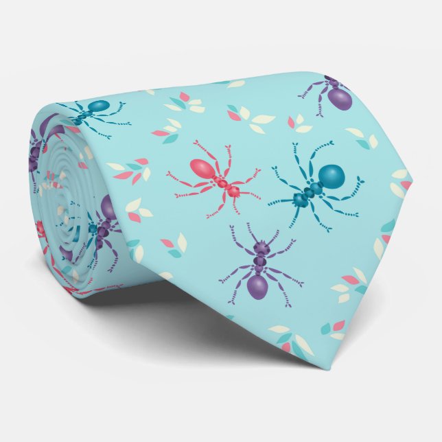 Cute Ants In Pastel Tones Vector Art Neck Tie (Rolled)